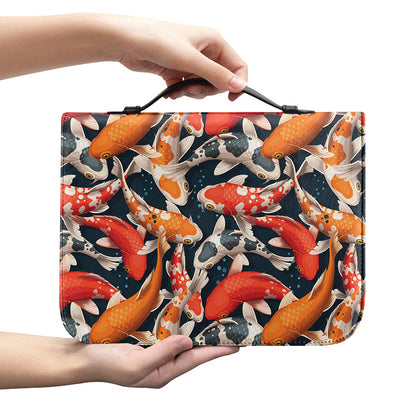 Koi Carp Pattern Print Leather Bible Cover