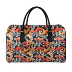Koi Carp Pattern Print Leather Duffle Bag