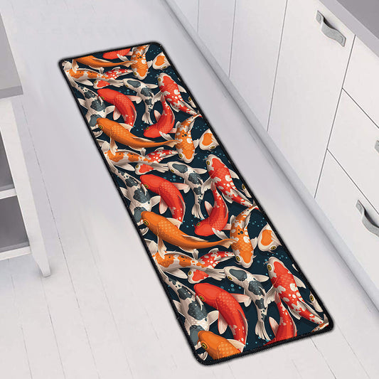 Koi Carp Pattern Print Long Kitchen Mat