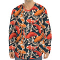 Koi Carp Pattern Print Long Sleeve Baseball Jersey