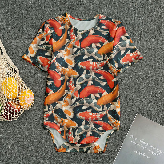 Koi Carp Pattern Print Men's Bodysuit