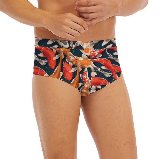 Koi Carp Pattern Print Men's Briefs