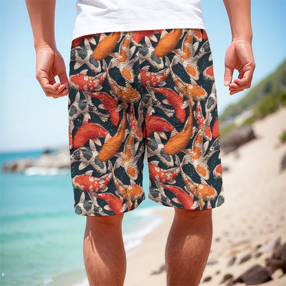 Koi Carp Pattern Print Men's Cargo Shorts