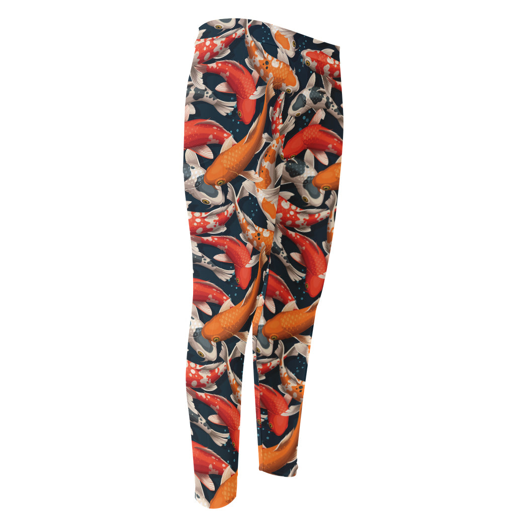 Koi Carp Pattern Print Men's Compression Pants