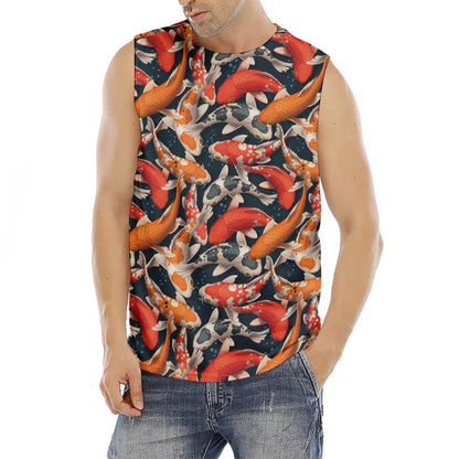 Koi Carp Pattern Print Men's Fitness Tank Top