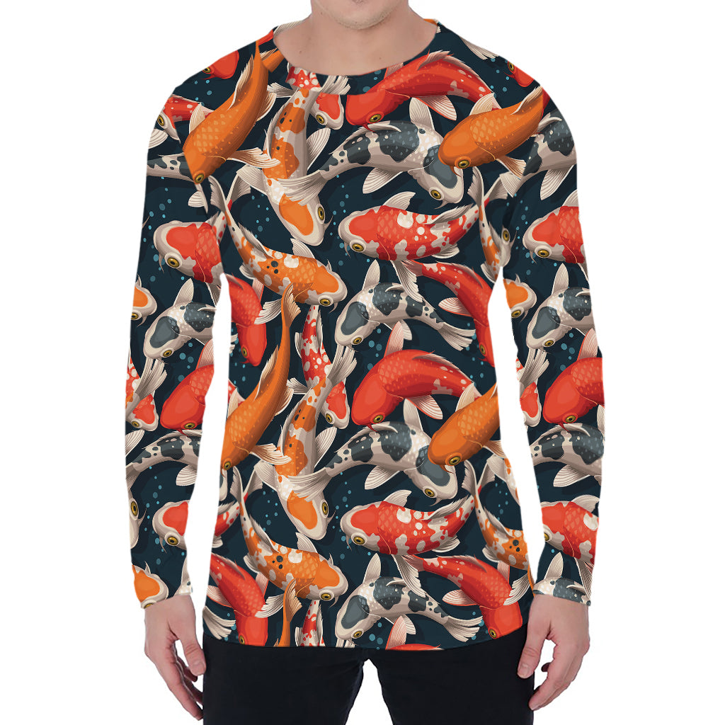 Koi Carp Pattern Print Men's Long Sleeve T-Shirt