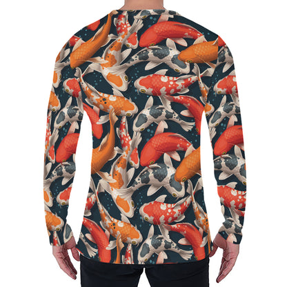 Koi Carp Pattern Print Men's Long Sleeve T-Shirt