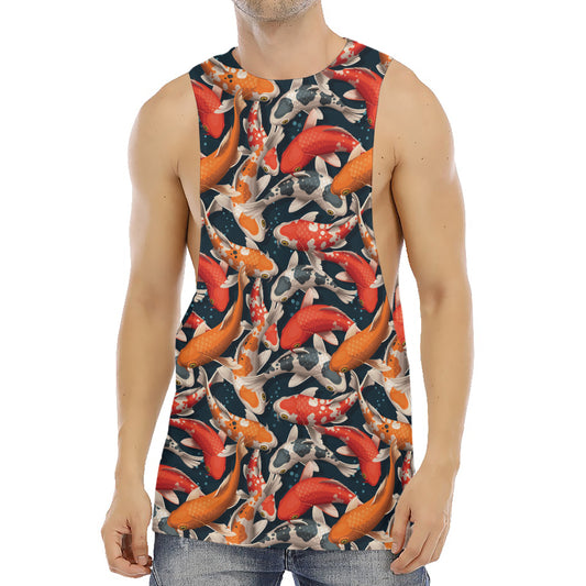 Koi Carp Pattern Print Men's Muscle Tank Top