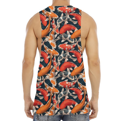 Koi Carp Pattern Print Men's Muscle Tank Top