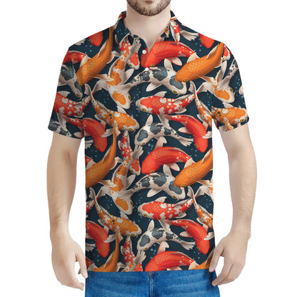 Koi Carp Pattern Print Men's Polo Shirt