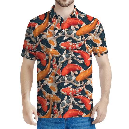 Koi Carp Pattern Print Men's Polo Shirt