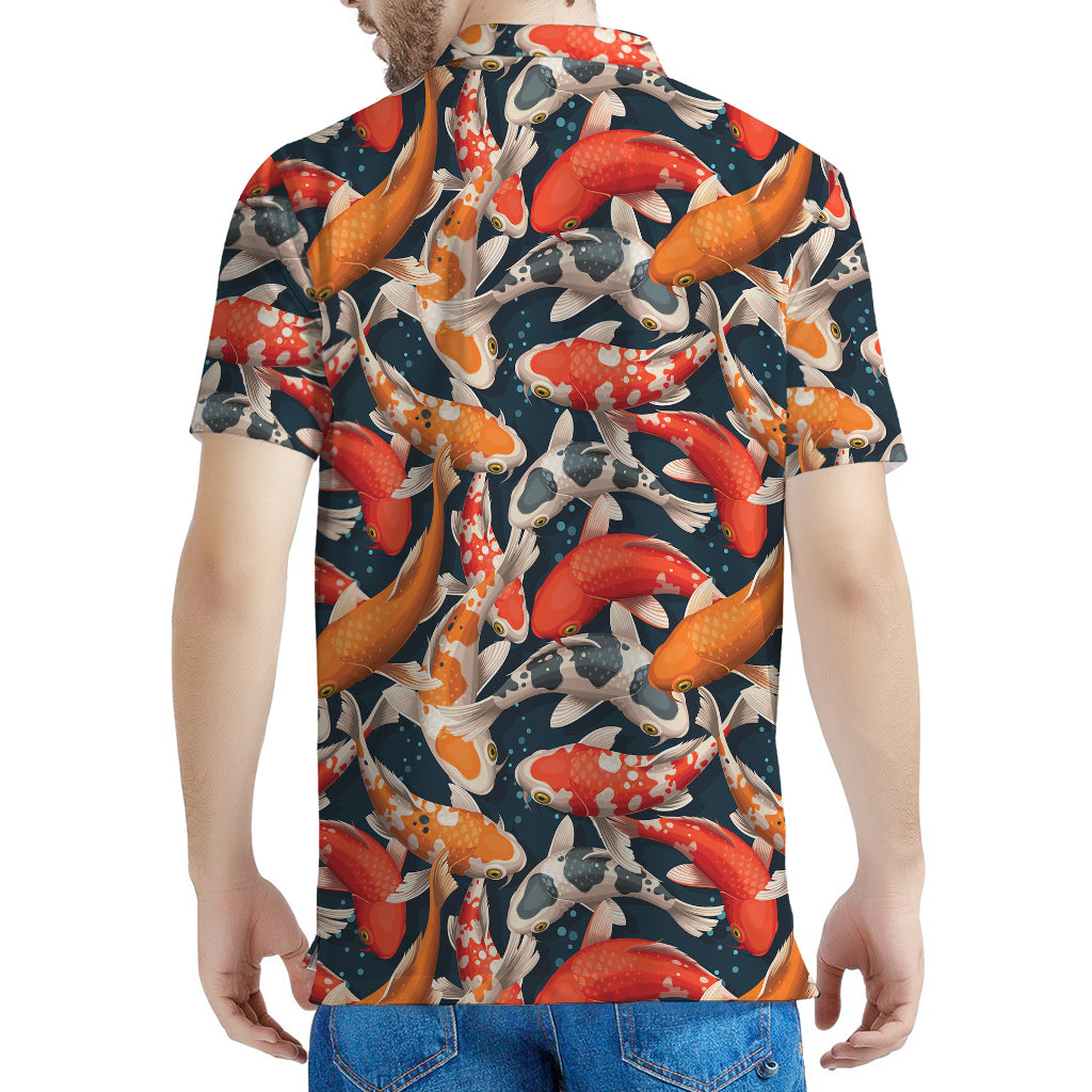 Koi Carp Pattern Print Men's Polo Shirt