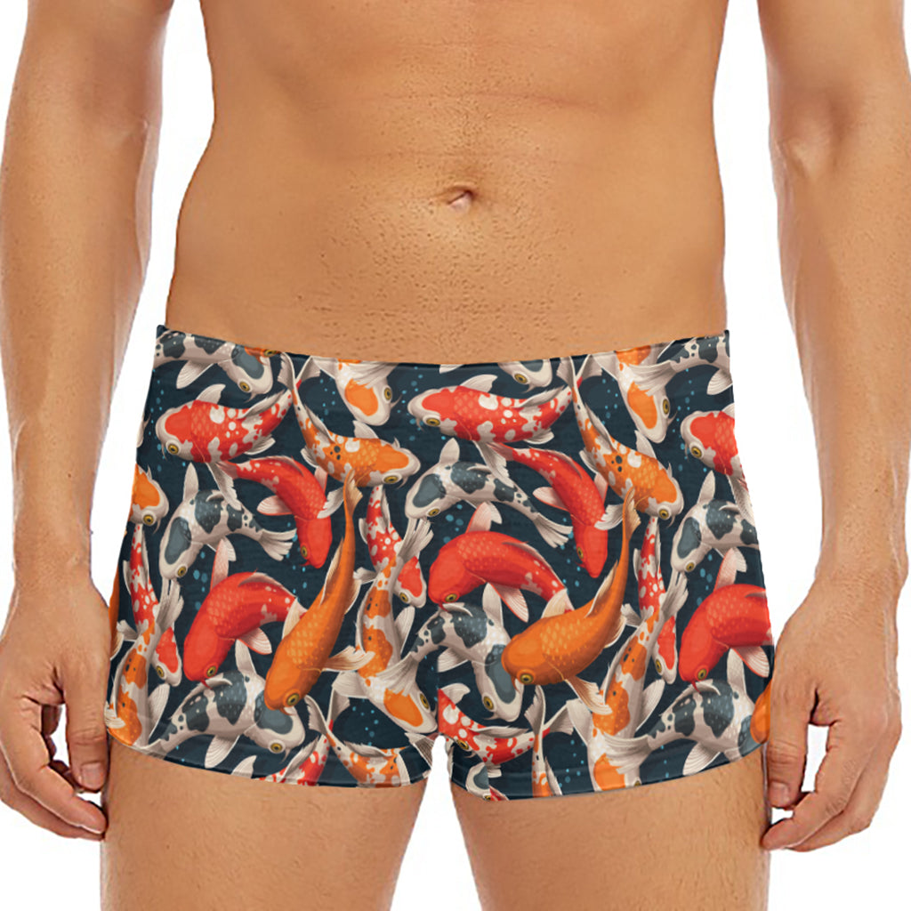 Koi Carp Pattern Print Men's Short Boxer Briefs