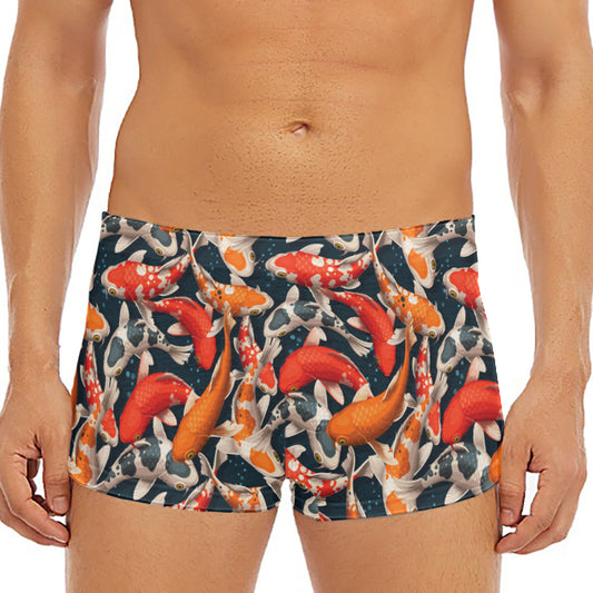 Koi Carp Pattern Print Men's Short Boxer Briefs