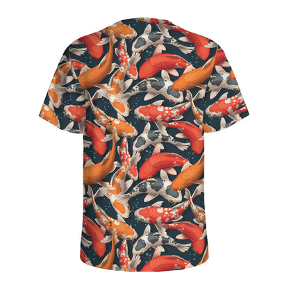 Koi Carp Pattern Print Men's Sports T-Shirt