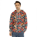 Koi Carp Pattern Print Men's Velvet Pullover Hoodie