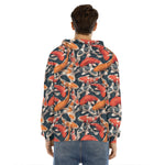 Koi Carp Pattern Print Men's Velvet Pullover Hoodie