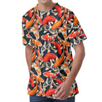 Koi Carp Pattern Print Men's Velvet T-Shirt