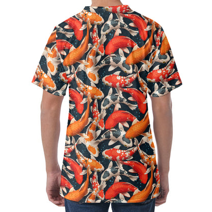 Koi Carp Pattern Print Men's Velvet T-Shirt