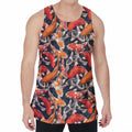 Koi Carp Pattern Print Men's Velvet Tank Top