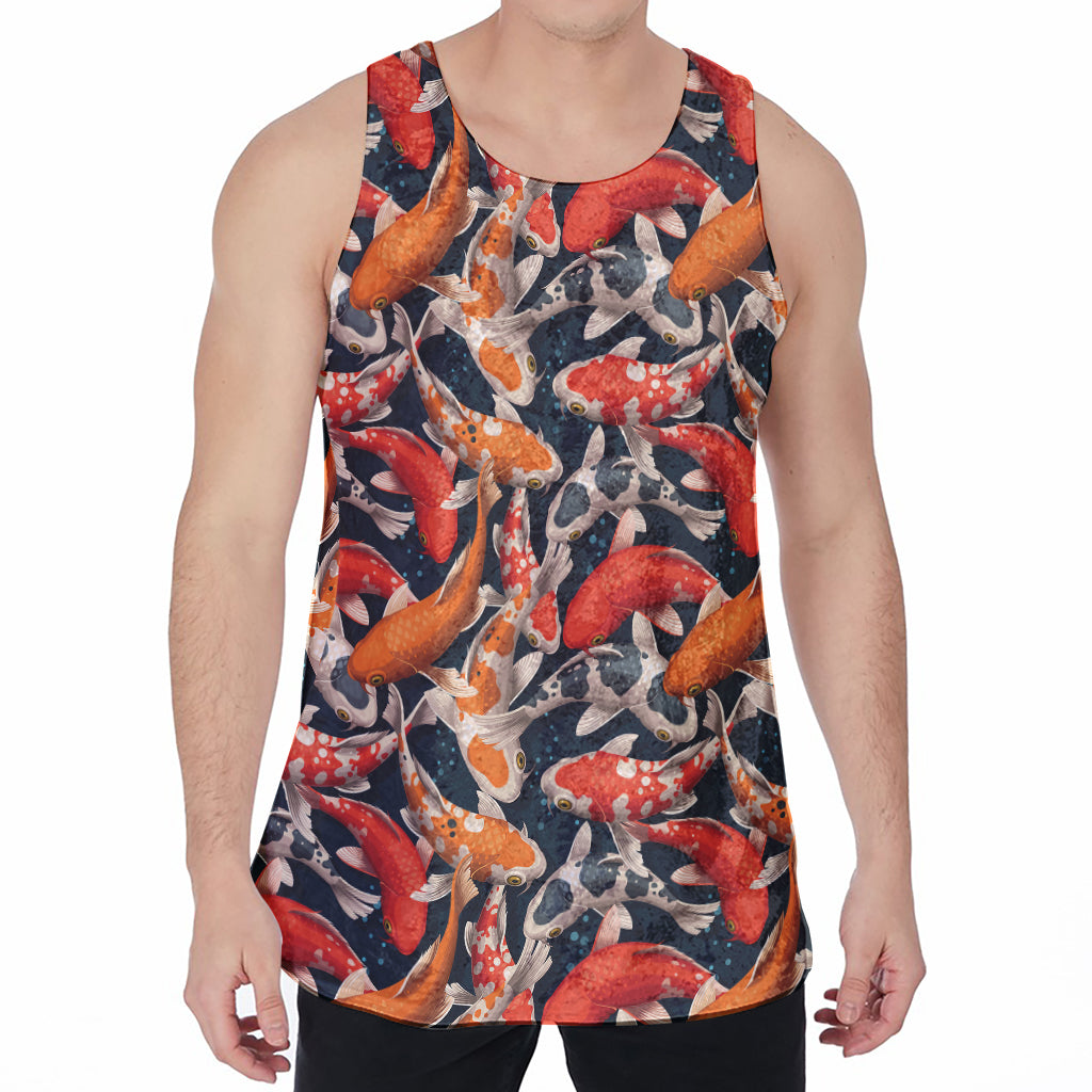 Koi Carp Pattern Print Men's Velvet Tank Top