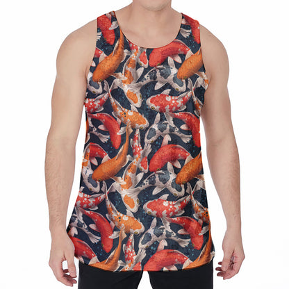 Koi Carp Pattern Print Men's Velvet Tank Top