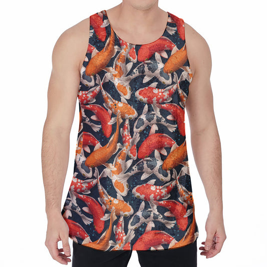 Koi Carp Pattern Print Men's Velvet Tank Top