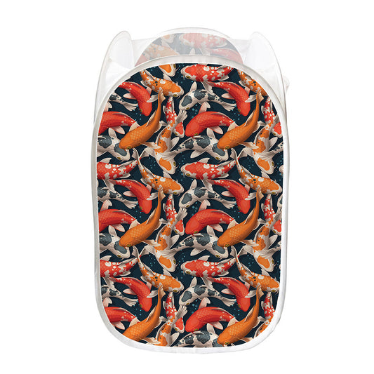 Koi Carp Pattern Print Mesh Laundry Hamper