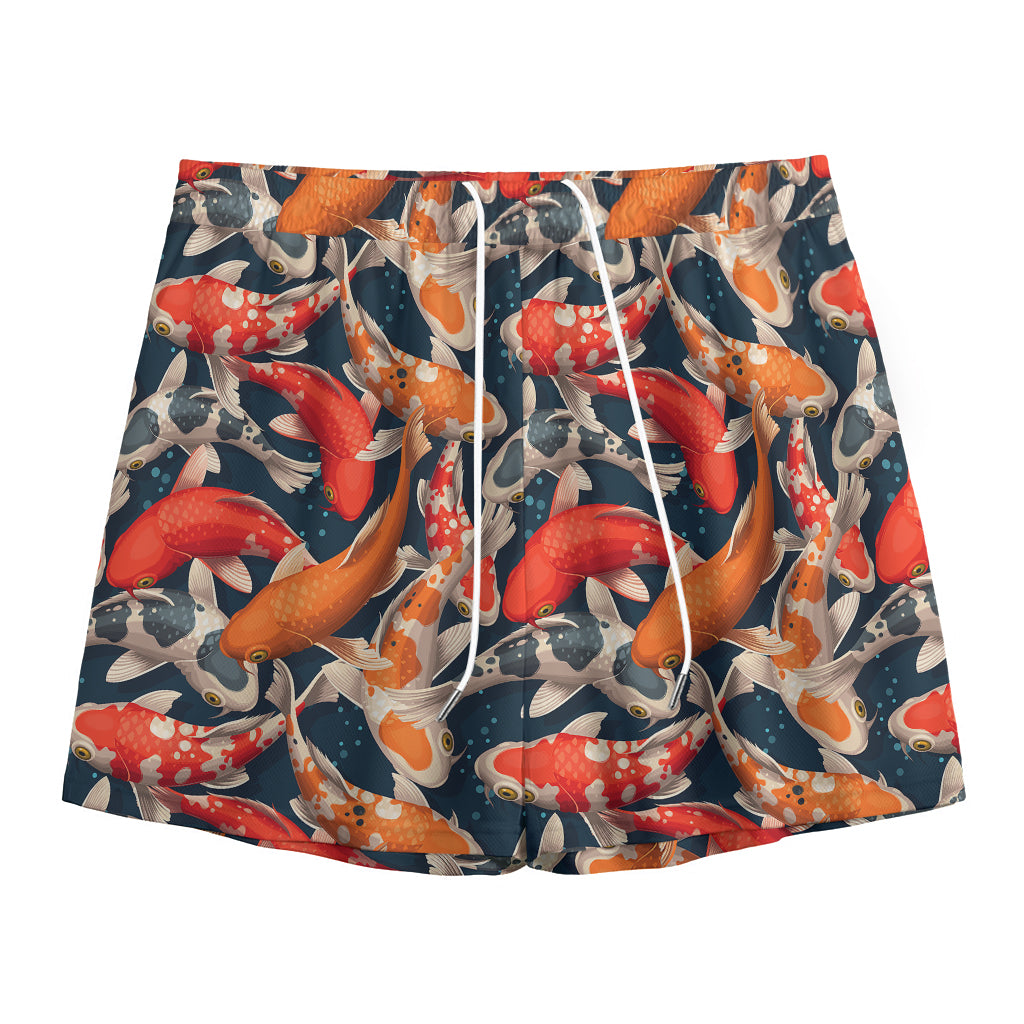 Koi Carp Pattern Print Mesh Shorts