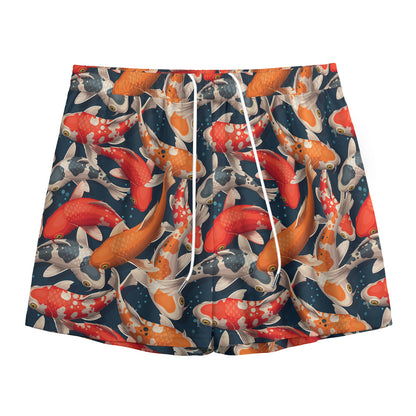 Koi Carp Pattern Print Mesh Shorts