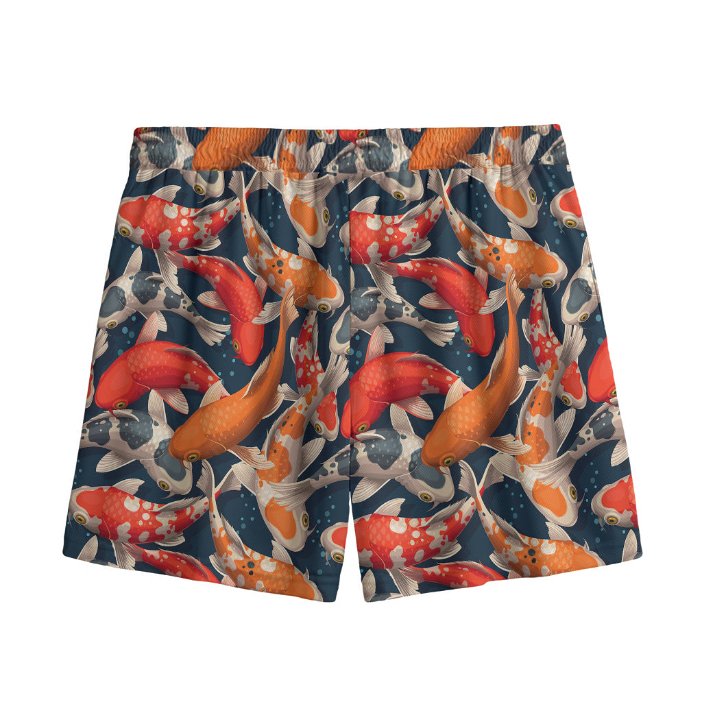 Koi Carp Pattern Print Mesh Shorts