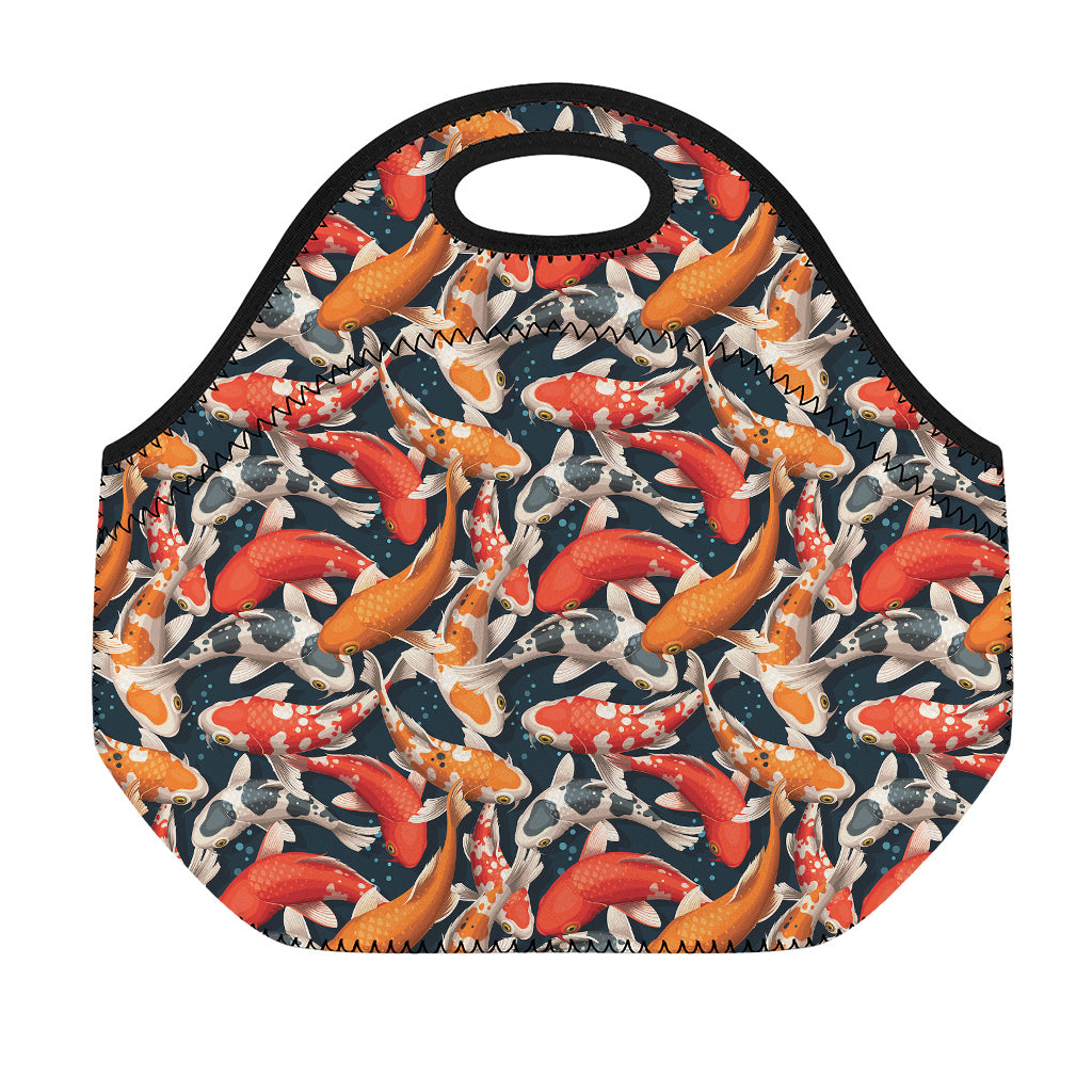Koi Carp Pattern Print Neoprene Lunch Bag