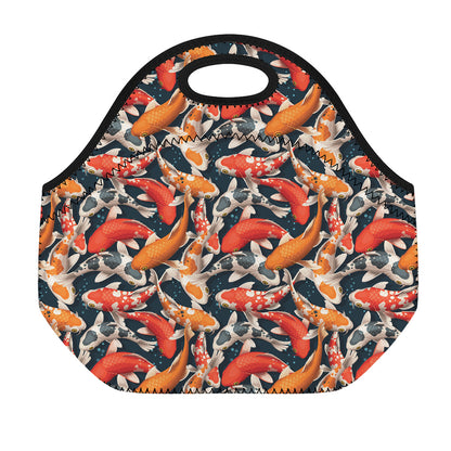 Koi Carp Pattern Print Neoprene Lunch Bag