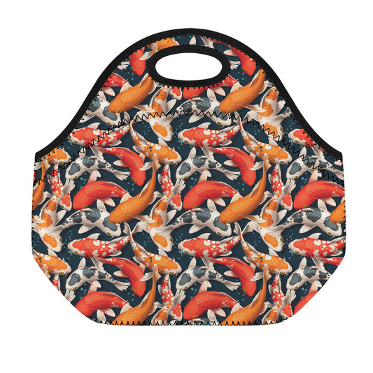 Koi Carp Pattern Print Neoprene Lunch Bag