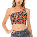 Koi Carp Pattern Print One Shoulder Crop Top