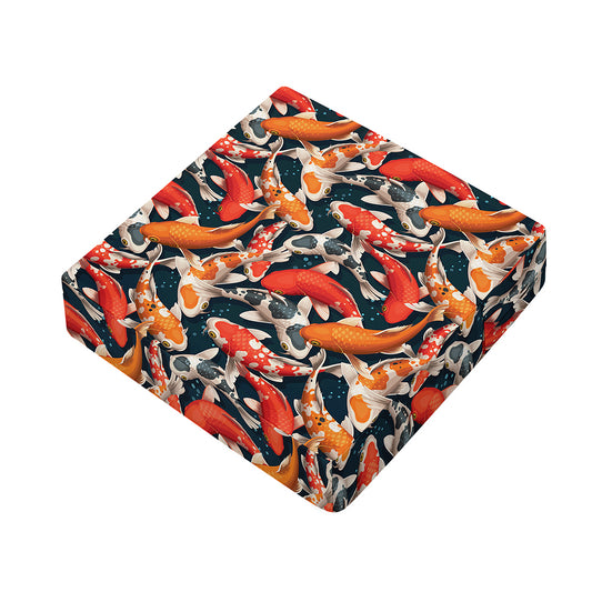 Koi Carp Pattern Print Outdoor Seat Cushion Cover