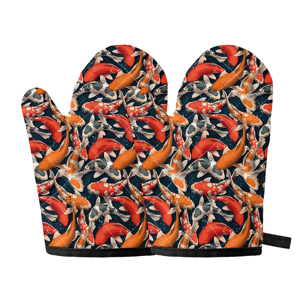 Koi Carp Pattern Print Oven Mitts