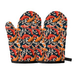 Koi Carp Pattern Print Oven Mitts