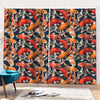 Koi Carp Pattern Print Pencil Pleat Curtains