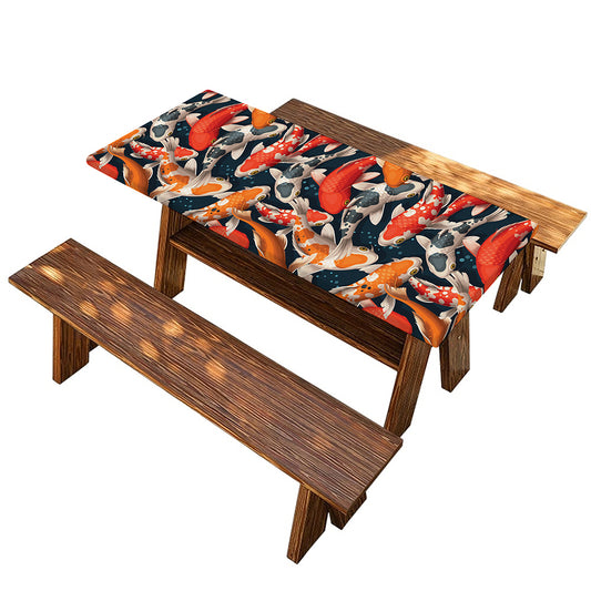 Koi Carp Pattern Print Picnic Table Cover