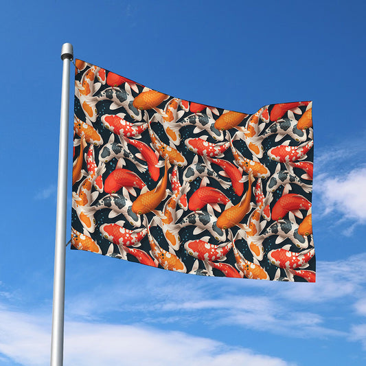 Koi Carp Pattern Print Polyester Flag