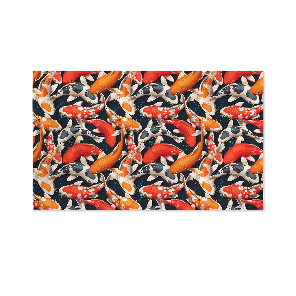 Koi Carp Pattern Print Polyester Flag