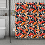Koi Carp Pattern Print Polyester Shower Curtain