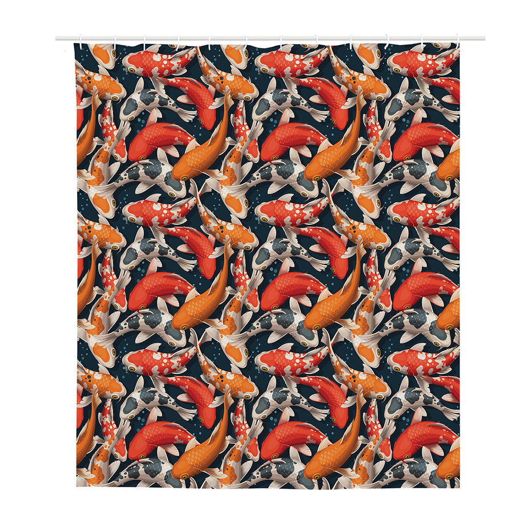 Koi Carp Pattern Print Polyester Shower Curtain