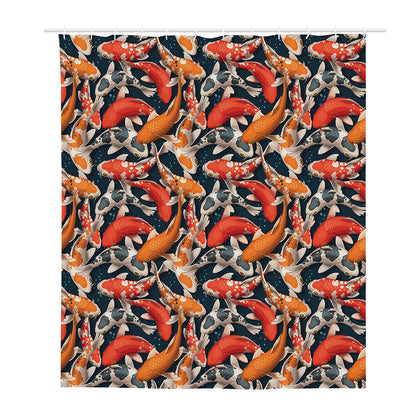 Koi Carp Pattern Print Polyester Shower Curtain