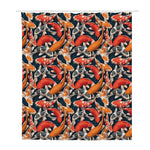 Koi Carp Pattern Print Polyester Shower Curtain
