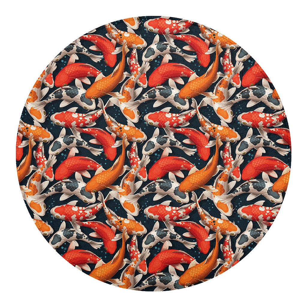 Koi Carp Pattern Print Round Blanket