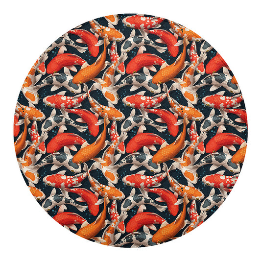 Koi Carp Pattern Print Round Blanket