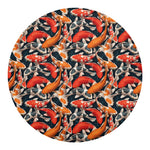 Koi Carp Pattern Print Round Blanket