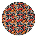 Koi Carp Pattern Print Round Floor Mat